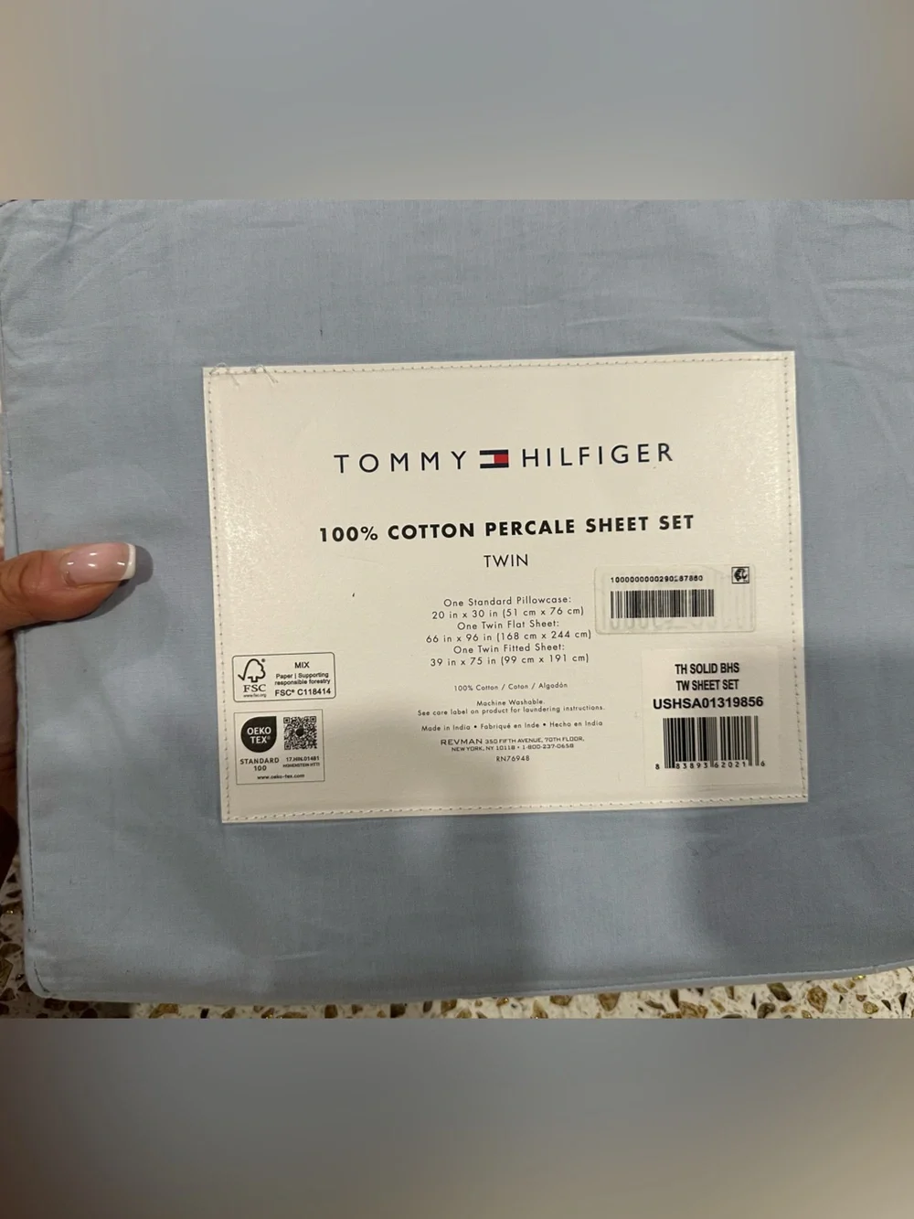 🆕 Cotton Percale Sheet Set (Twin size) - Lt Blue
